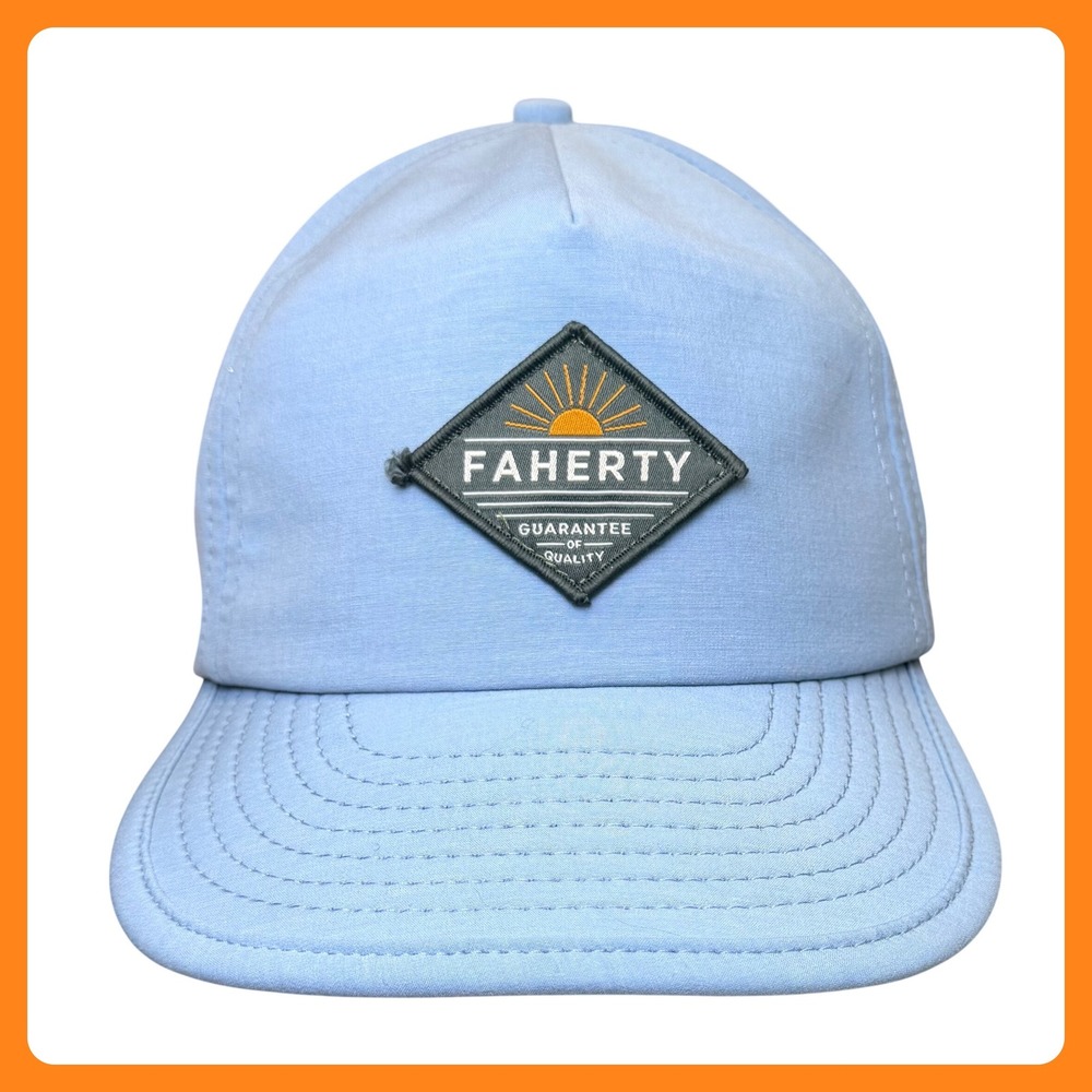 Faherty Foldable Snapback Hat Cap Men Light Blue Performance Patch Beach Surf